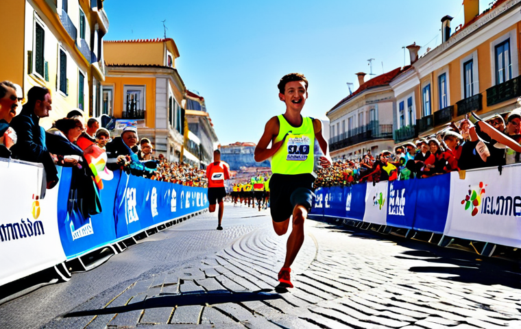 스포츠 브랜드와 팬 커뮤니티 관리 전략 - Athlete Story**
"An inspiring image of a determined young runner, fully clothed in appropriate runn...