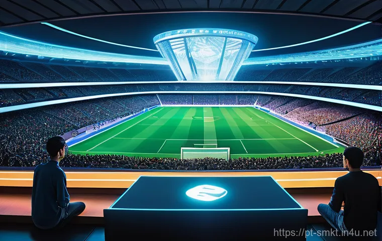 스포츠마케팅에서의 팬 경험 설계 및 운영 사례 - **Prompt:** A vibrant, bustling fan zone at a major sporting event, filled with a multi-generational...