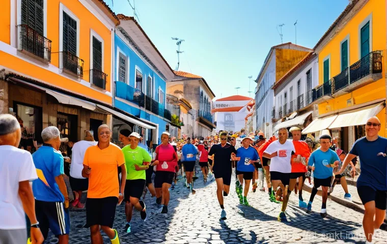 스포츠 이벤트 홍보 콘텐츠 제작 팁 - **Prompt:** A vibrant and inclusive community street race taking place in a picturesque Portuguese c...