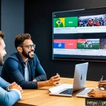 Home 20 스포츠마케팅 전문가가 피해야 할 실수 - A vibrant digital marketing team meeting in a modern São Paulo office, diverse professionals analyzi...