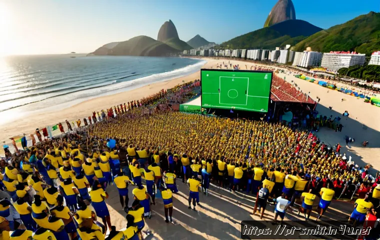 Home 17 스포츠마케팅에서의 혁신적인 아이디어 사례 - Photorealistic innovative sports marketing activation on a lively Brazilian beach at golden hour, am...