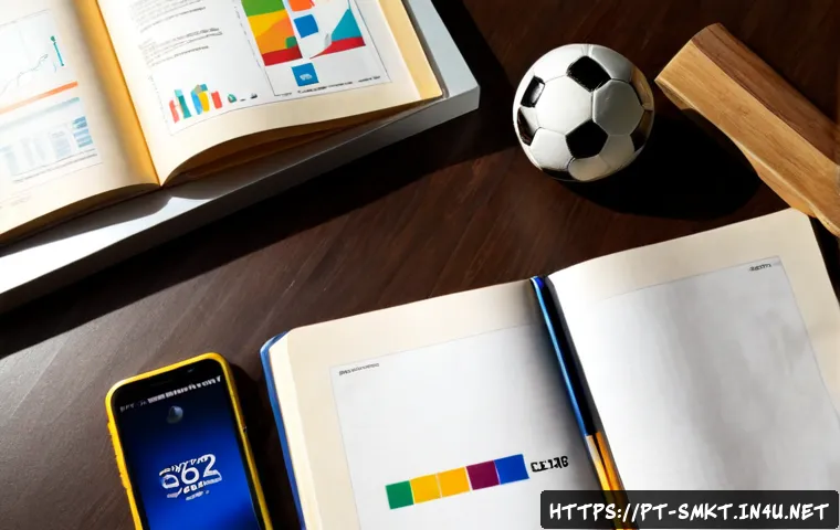 Home 17 스포츠마케팅 입문자를 위한 도서 추천 - Photorealistic overhead view of a beginner sports marketing study desk in Portugal, an open generic ...